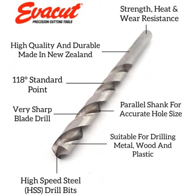 EVACUT HSS Reduced Shank JOBBER Twist Drill Twist Drill Bits (14.0 - 25.0mm) EVJD14/25